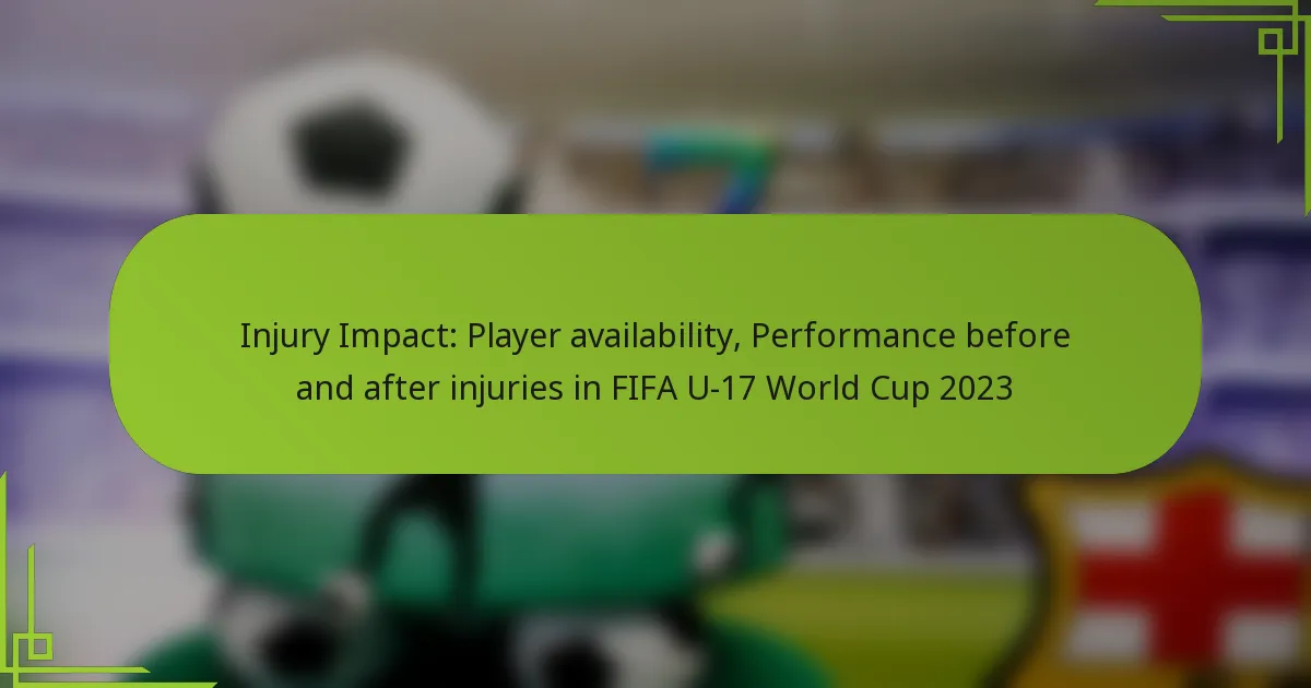 Injury Impact: Player availability, Performance before and after injuries in FIFA U-17 World Cup 2023