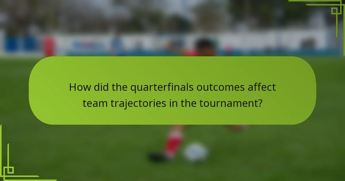 How did the quarterfinals outcomes affect team trajectories in the tournament?