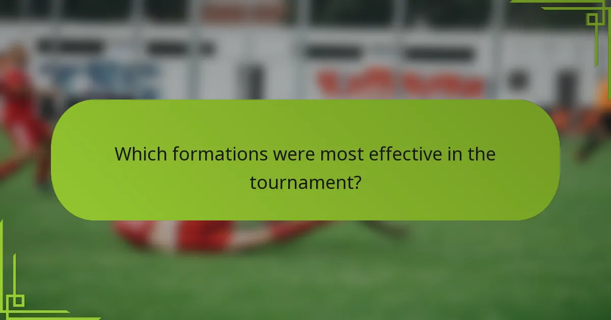 Which formations were most effective in the tournament?